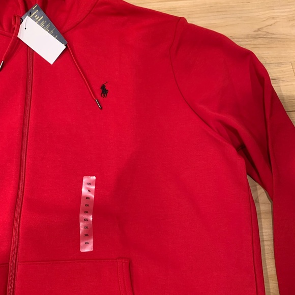 Polo Ralph Lauren Men’s Double Knit Tech Fleece Full Zip Hoodie Red NWT XXL - Picture 3 of 4